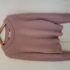 H by Halston Soft Pink Crew Neck Sweater 100% Extra Fine Merino Wool